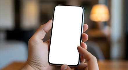Holding a blank smartphone screen