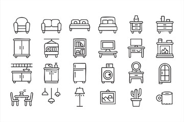 Home Furniture And Appliance Icons For Interior Design