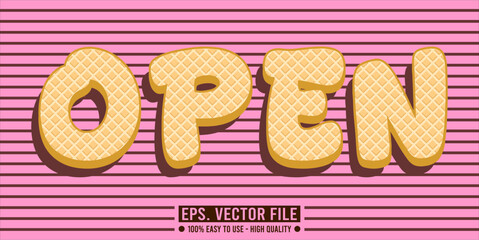 Typography OPEN word art illustration, editable text effect