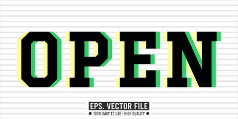 Typography OPEN word art illustration, editable text effect