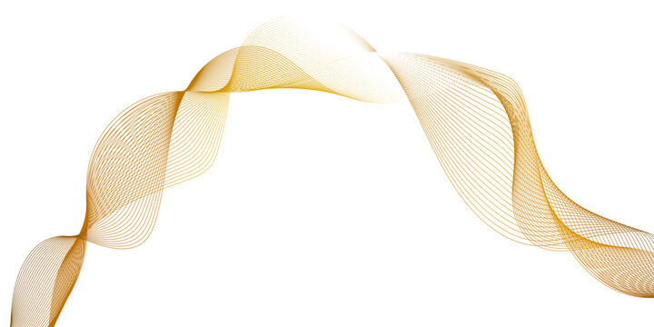 Abstract image featuring two flowing ribbons of golden lines, golden ribbon flowing gracefully evoking a sense of calm movement, luxurious and dynamic abstract background for modern design.