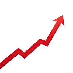 Graphic of a vibrant red arrow, angled upward, signifying positive growth on black background
