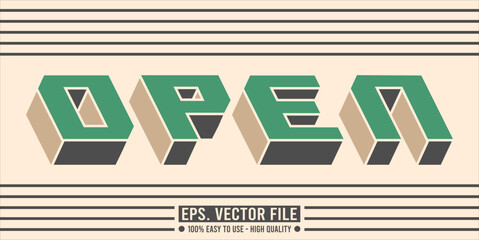Typography OPEN word art illustration, editable text effect