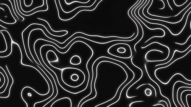 Abstract curvy white lines design pattern on blue foggy sky clean background seamless loop animation.