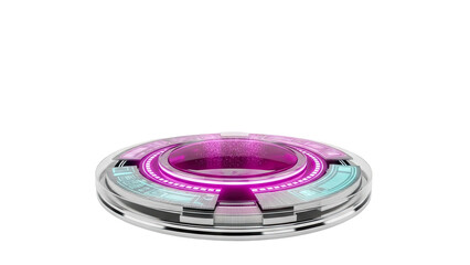 Futuristic Sci-Fi Holographic Interface with Glowing Pink and Blue Lights