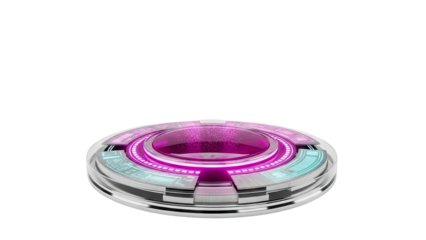 Futuristic Sci-Fi Holographic Interface with Glowing Pink and Blue Lights