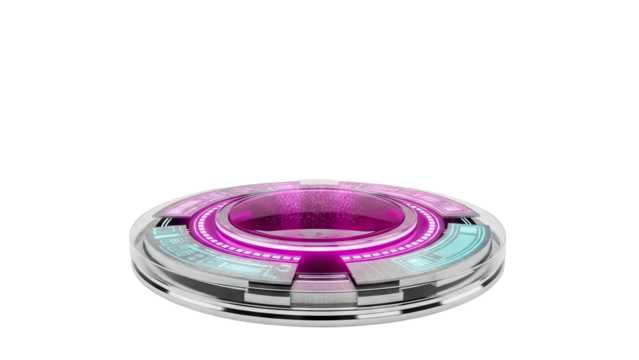 Futuristic Sci-Fi Holographic Interface with Glowing Pink and Blue Lights - Powered by Adobe