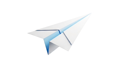 Modern White Paper Airplane with Blue Accents