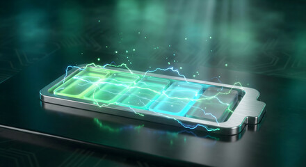 3D Smartphone with Digital Football Stadium Hologram and Futuristic Glow on Dark Surface