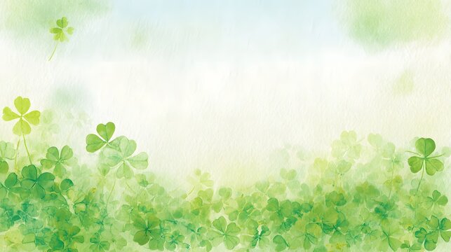 Festive watercolor shamrocks and lucky clover illustration perfect for St Patricks Day designs
