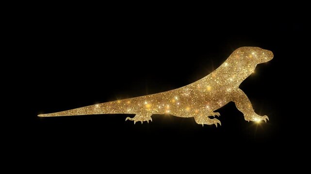 Luxury Komodo Dragon with golden glitter, alpha channel