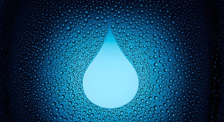 Water Drops as Droplet Shape on Blue Background. World Water Day Concept. Environment Care. CSR, Corporate Social Responsibility or CSC, Corporate Social Contribution
