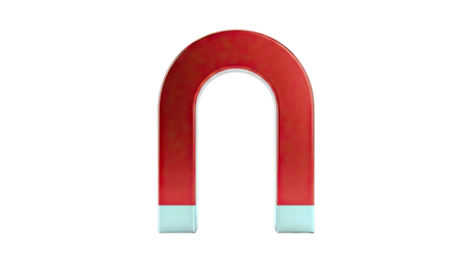 Red Horseshoe Magnet on White Background