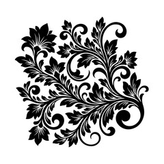 Obraz premium Intricate floral illustration featuring leaves and flowers in a decorative pattern from a direct viewpoint
