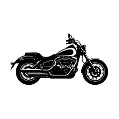 Obraz premium Motorcycle illustration viewed from the side showcasing its sleek black design and detailed features