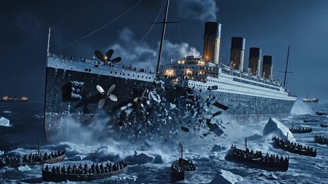 Cinematic VFX RMS Titanic Sinking Disaster Historical Shipwreck Footage