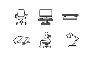 Obraz premium Ergonomic office furniture and accessories for a healthy workspace setup