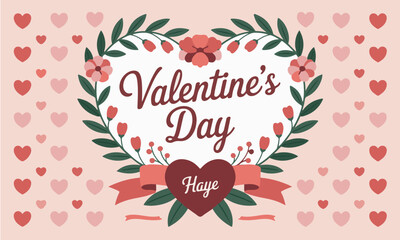 Obraz premium Valentine's heart wreath silhouette icon Vector