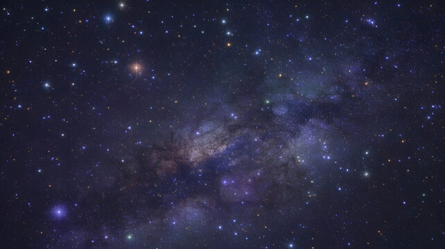 Vibrant night sky with stars and galaxy dust stellar background