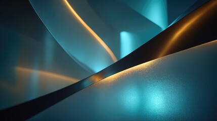 Close-up of an abstract background with smooth curving lines of turquoise and orange-gold colors