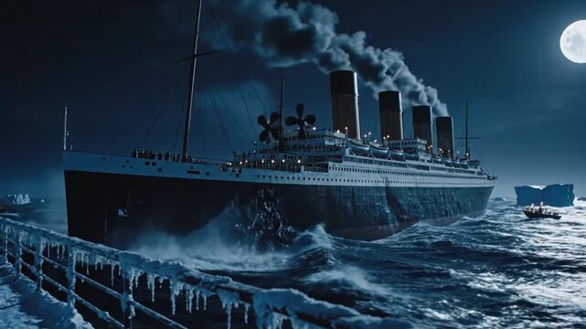 Dramatic Visual Effects Titanic Disaster Sinking Ship Night Ocean B-Roll