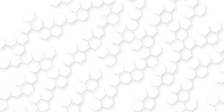Abstract white and grey color hexagonal geometric background, Seamless pattern with hexagon, Serene ocean waves gently thin parallel lines in gradient blue tones, hexagonal white hexagons.