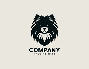 Pomeranian Dog Black Vector Logo Illustration