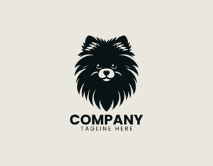 Pomeranian Dog Black Vector Logo Illustration