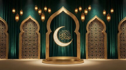 Ramadan Kareem Islamic Crescent Moon Decoration.