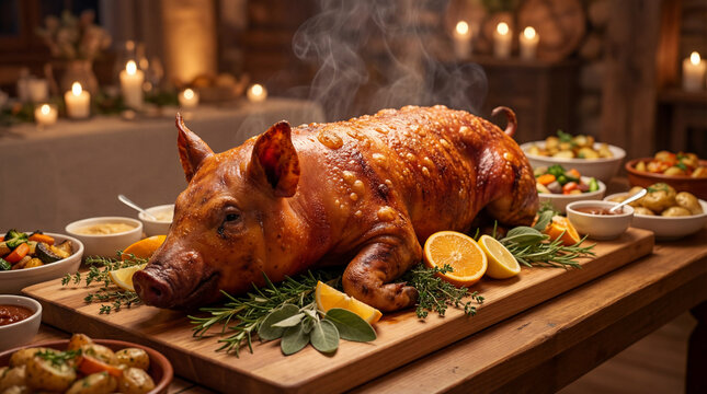 Steaming Roasted Pig Dinner.
