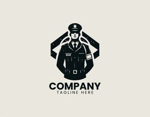Soldier in Uniform Vector Logo Illustration