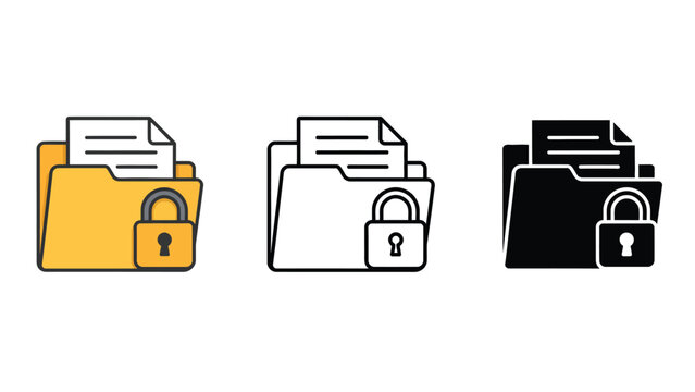 Secure file folders with padlocks on a white background