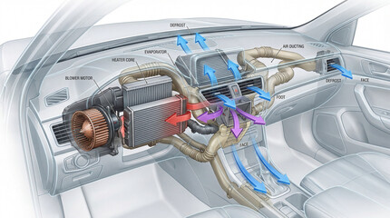 Auto HVAC System Cutaway.
