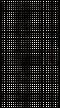 Modern geometric pattern composed of countless tiny white points arranged in a precise grid, evoking concepts of digital data, virtual reality, and technological networks