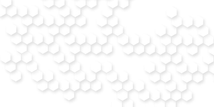 Futuristic emboss honeycomb mosaic white background, elegant golden and silver lines forming abstract hexagonal patterns, hexagons honeycomb wallpaper abstract white lines background.