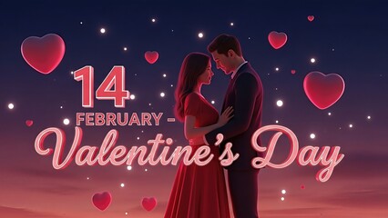 Valentine's Day background with roses and hearts. 3d render