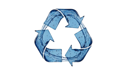 Recycle symbol made of flowing water