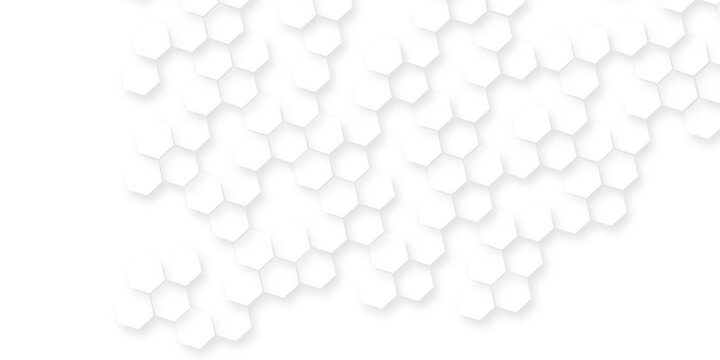 Futuristic emboss honeycomb mosaic white background, elegant golden and silver lines forming abstract hexagonal patterns, hexagons honeycomb wallpaper abstract white lines background.