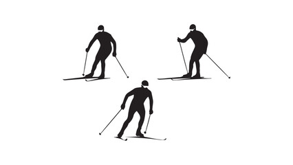 Fototapeta premium vector silhouette cross-country skiers in action