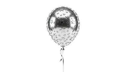 Silver Star Pattern Balloon with Ribbon