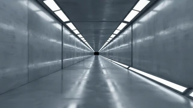 Modern Futuristic Tunnel with Lights and Reflections.
