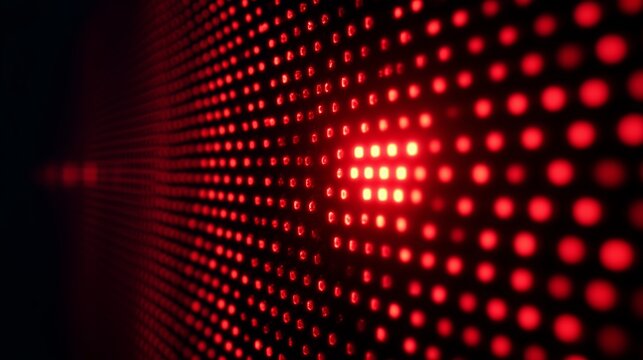 Abstract red LED light array creating a vibrant, glowing pattern, representing modern technology and electronic aesthetics.