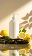 White Shower Cream Bottle with Lemon