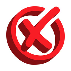 Fototapeta premium Red Cross X Icon in Circle Error Symbol transparent background