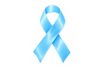 Light blue awareness ribbon symbolizing prostate cancer, lymphedema, diabetes, and men's health support on transparent background