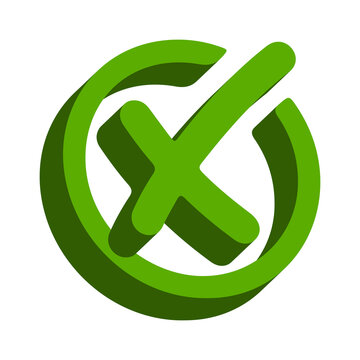 Green Cancel Cross X Icon 3D Style transparent background