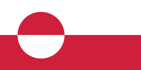 Accurate Greenland flag background. White and red colors