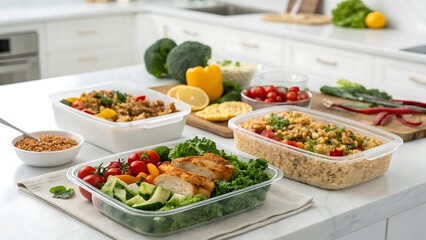 Healthy Meal Prep Containers with Chicken and Salad