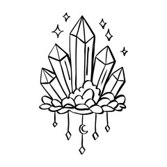 Magic crystals. Doodle vector illustration