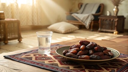Plate of Dates and Glass of Water Offering